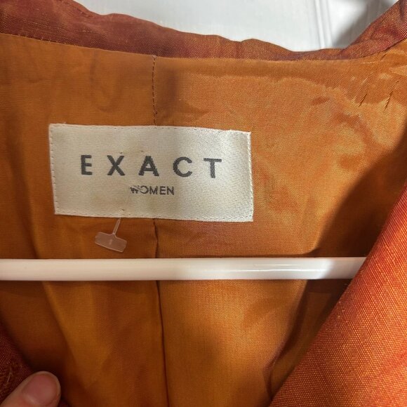 Vintage Exact Linen Blend Orange Belted Blazer Jacket EU46 USL - Picture 3 of 5